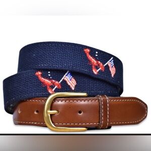 Bird Dog Bay Men’s Patriotic Pinchers Embroidered Navy Belt Size 32